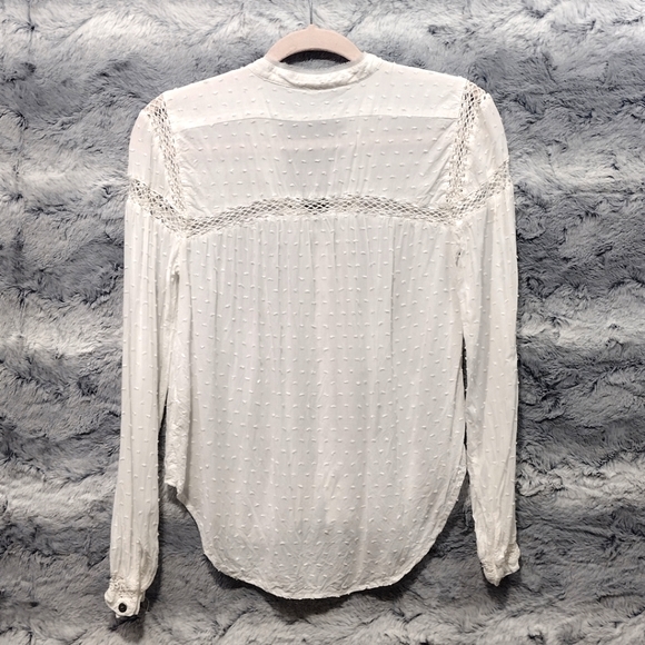 Free People Every Day Girl Shirt Women's XS White Lace Swiss Dot 90s Y2K - Picture 6 of 11